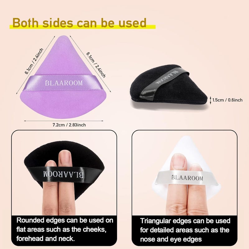 BLAAROOM 6 Pieces Powder Puff Face Makeup Velour Soft Triangle Powder Puffs for Loose Powder Mineral Powder Body Powder Wet Dry Cosmetic Foundation Sponge Makeup Tool - Purple - Image 5